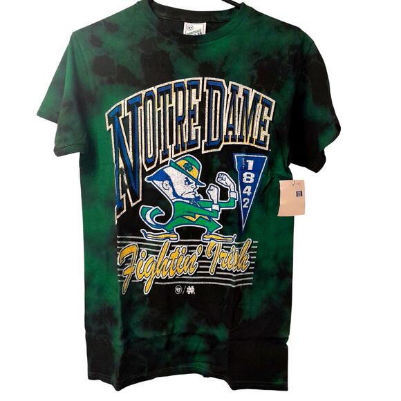 NCAA Fighting Irish Tie Dye T Shirt S Vintage Unisex Tee Big New Small Retro - Picture 1 of 4